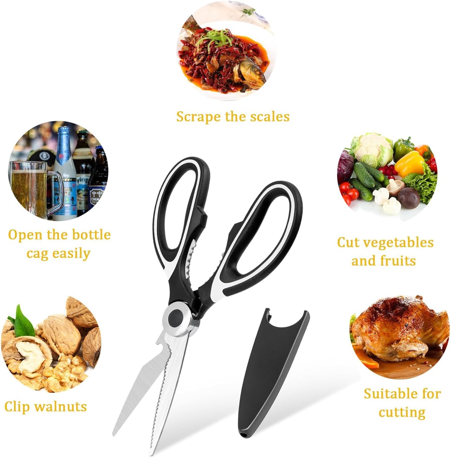 Premium Kitchen Shears - Heavy Duty Stainless Steel Multi-Purpose Scissors - 图片 4